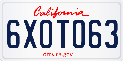 CA license plate 6XOT063