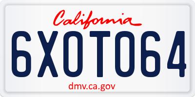 CA license plate 6XOT064