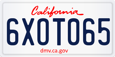 CA license plate 6XOT065