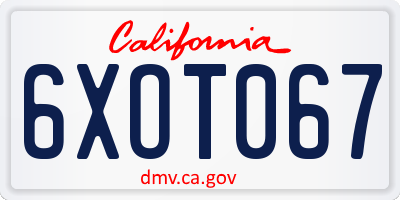 CA license plate 6XOT067