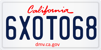 CA license plate 6XOT068