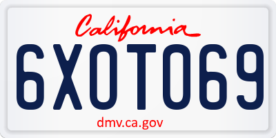 CA license plate 6XOT069