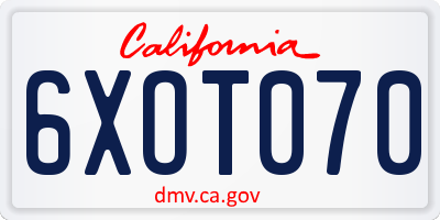 CA license plate 6XOT070
