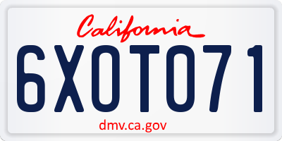 CA license plate 6XOT071