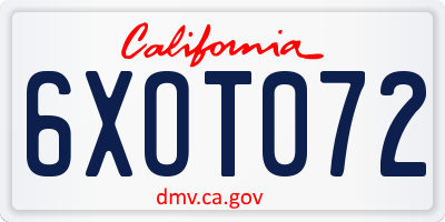 CA license plate 6XOT072