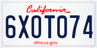 CA license plate 6XOT074