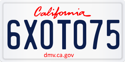 CA license plate 6XOT075