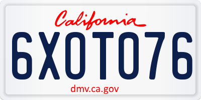 CA license plate 6XOT076