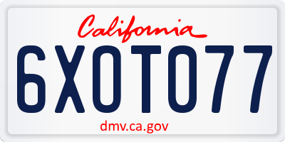 CA license plate 6XOT077