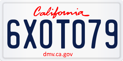 CA license plate 6XOT079