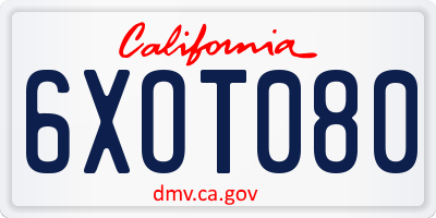 CA license plate 6XOT080