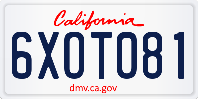 CA license plate 6XOT081
