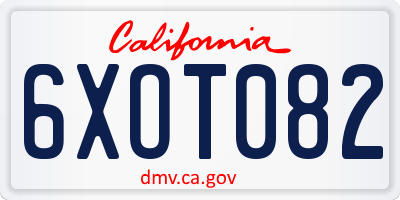 CA license plate 6XOT082