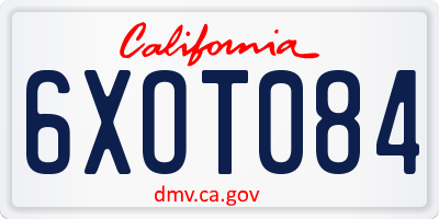 CA license plate 6XOT084