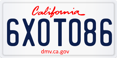 CA license plate 6XOT086