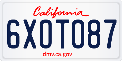 CA license plate 6XOT087