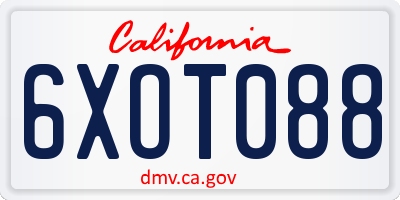 CA license plate 6XOT088