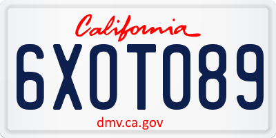 CA license plate 6XOT089
