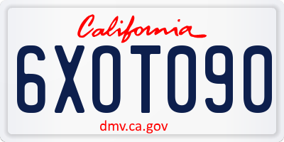 CA license plate 6XOT090