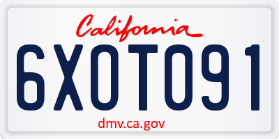 CA license plate 6XOT091