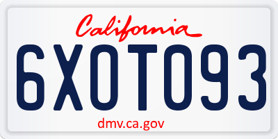CA license plate 6XOT093