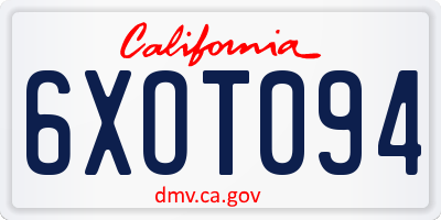 CA license plate 6XOT094