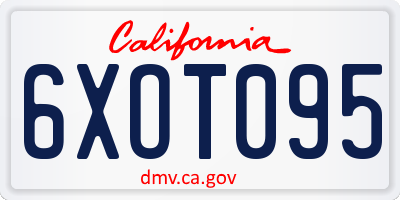 CA license plate 6XOT095