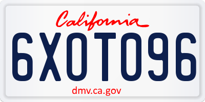 CA license plate 6XOT096
