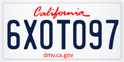 CA license plate 6XOT097