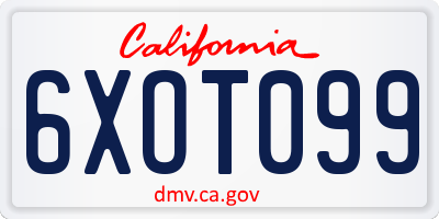 CA license plate 6XOT099
