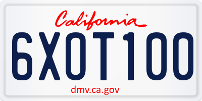 CA license plate 6XOT100