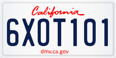 CA license plate 6XOT101