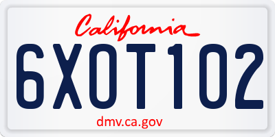 CA license plate 6XOT102