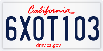 CA license plate 6XOT103