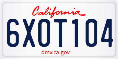 CA license plate 6XOT104