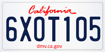 CA license plate 6XOT105