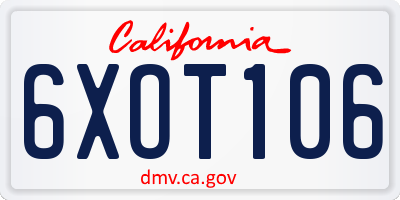 CA license plate 6XOT106