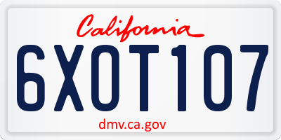CA license plate 6XOT107