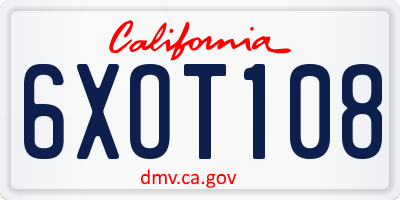 CA license plate 6XOT108