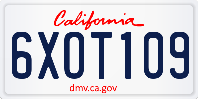 CA license plate 6XOT109