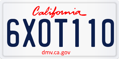 CA license plate 6XOT110