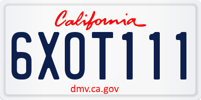 CA license plate 6XOT111