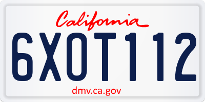 CA license plate 6XOT112