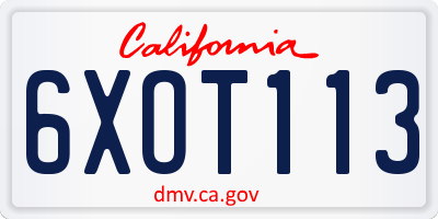 CA license plate 6XOT113