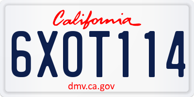 CA license plate 6XOT114