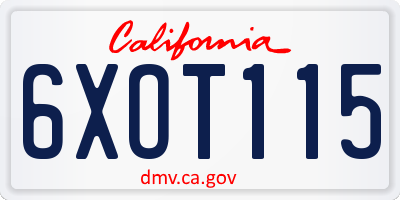 CA license plate 6XOT115