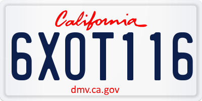 CA license plate 6XOT116