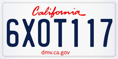 CA license plate 6XOT117
