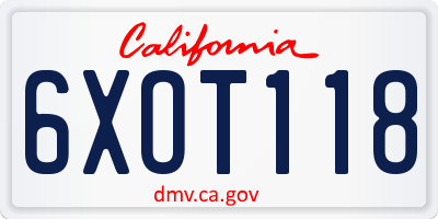 CA license plate 6XOT118