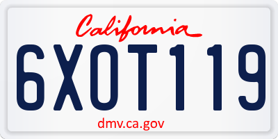 CA license plate 6XOT119